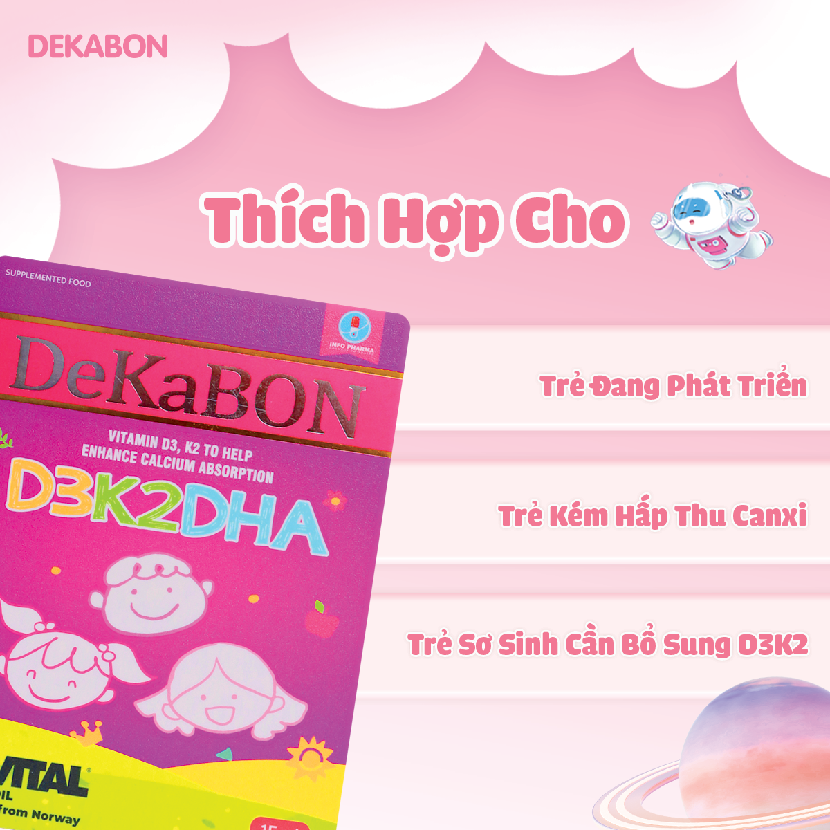 Dekabon D3K2DHA – Tăng hấp thu canxi