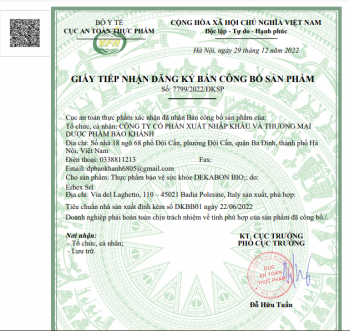 Đăng ký bản công bố sản phẩm Men vi sinh Dekabon